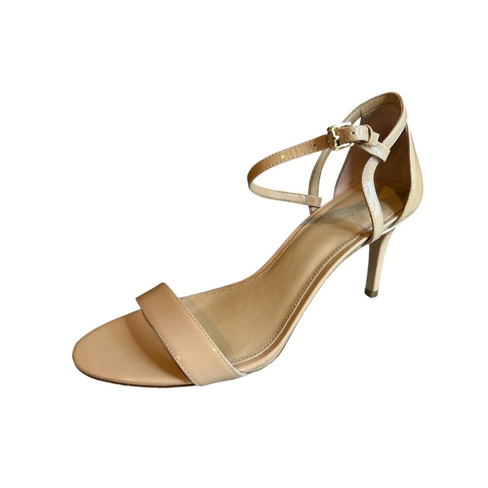 Michael Kors Heeled Sandals Ankle Strap Detail Tan Patent Leather 9